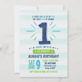 Little Man Blue en Green 1st Birthday Invitation Kaart (Voorkant)