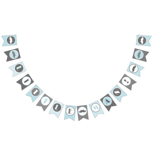 Little Man Blue en Grey Mustache Banner (Alle)