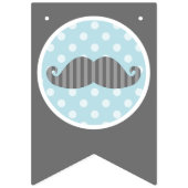 Little Man Blue en Grey Mustache Banner (Tweede vlag)