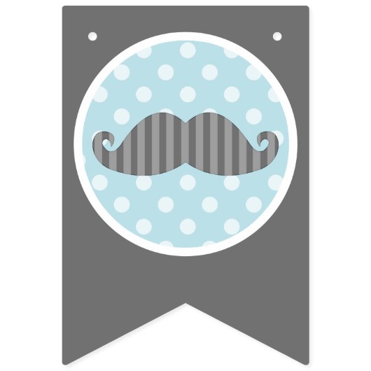 Little Man Blue en Grey Mustache Banner (Tweede vlag)