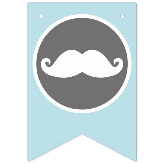 Little Man Blue en Grey Mustache Banner (Eerste vlag)