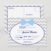 Little Man Bow Navy Blue Grey Boy Baby shower Briefkaart (Voorkant / Achterkant)