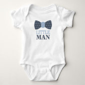 Little Man Bow Stropdas Baby Bodysuit in Navy en G (Voorkant)
