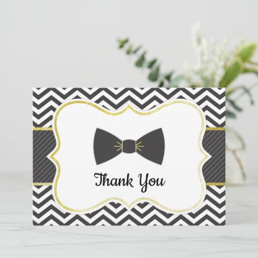 Little Man Bow Stropdas Baby shower Bedankt (Staand voorkant)