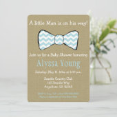 Little Man Bow Stropdas Baby shower Invite Kaart (Staand voorkant)