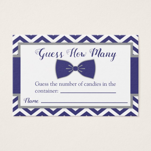 Little Man Bow Stropdas Baby shower Raad hoeveel K Visitekaartje (Voorkant)