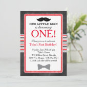 Little Man Bow Stropdas en snor Verjaardag (Rood) Kaart (Staand voorkant)