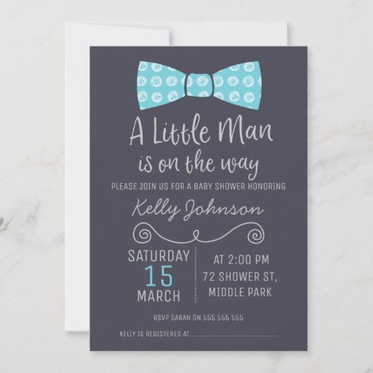 Little Man Bow Stropdas Invitation Baby shower Kaart (Voorkant)