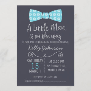 Little Man Bow Stropdas Invitation Baby shower Kaart