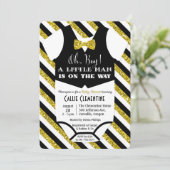 Little Man Bow Stropdas Invitation Baby shower Kaart (Staand voorkant)