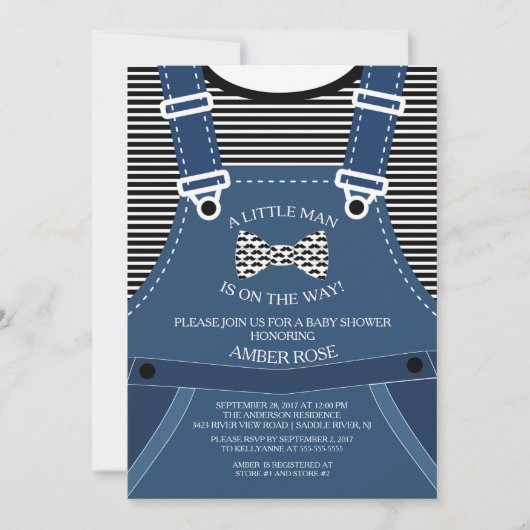 Little Man Bow Stropdas Invitation Baby shower Kaart (Voorkant)