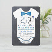 Little Man Bow Stropdas Invitation Baby shower Kaart (Staand voorkant)