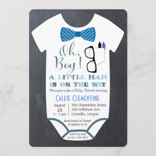Little Man Bow Stropdas Invitation Baby shower Kaart