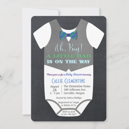 Little Man Bow Stropdas Invitation Baby shower Kaart (Voorkant)