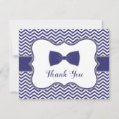 Little Man Bow Stropdas Navy Grey Baby shower Dank Bedankkaart (Voorkant)