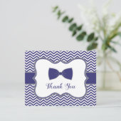 Little Man Bow Stropdas Navy Grey Baby shower Dank Bedankkaart (Staand voorkant)