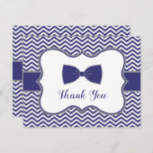 Little Man Bow Stropdas Navy Grey Baby shower Dank Bedankkaart (Voorkant / Achterkant)