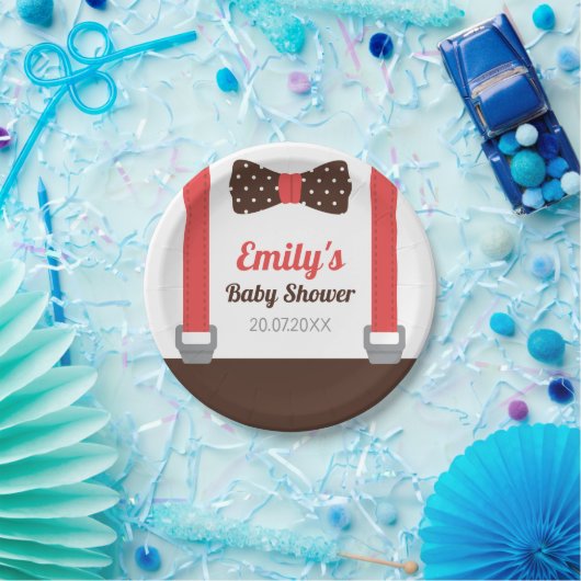 Little Man Bowtie Baby Boy Shower Paper Borden Papieren Bordje (Feest)