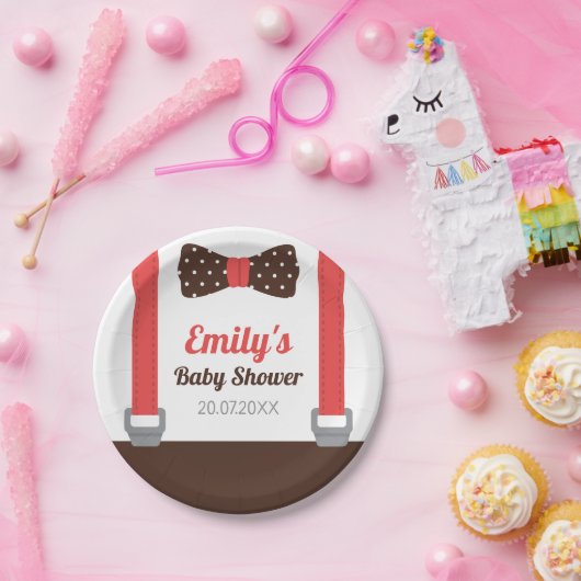 Little Man Bowtie Baby Boy Shower Paper Borden Papieren Bordje (Feest)