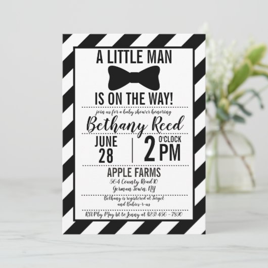 Little Man Bowtie Baby shower Invitation Kaart (Staand voorkant)