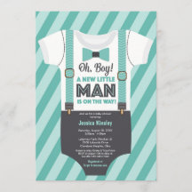 Little Man Boy Baby shower, Grey Blauwgroen Turquo