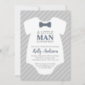 Little Man Boy Baby shower Invitation - Blue Grey Kaart (Voorkant)