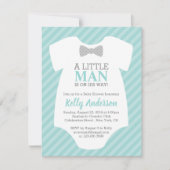 Little Man Boy Baby shower Invitation - Blue Kaart (Voorkant)