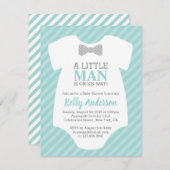 Little Man Boy Baby shower Invitation - Blue Kaart (Voorkant / Achterkant)
