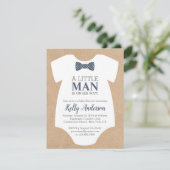 Little Man Boy Baby shower Invitation - Kraft Kaar Kaart (Staand voorkant)