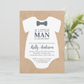 Little Man Boy Baby shower Invitation - Kraft Kaar Kaart (Staand voorkant)