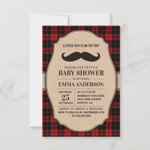 Little Man Boy Baby shower Invitation - Mustache Kaart