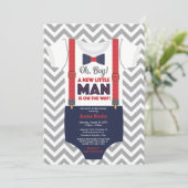 Little Man Boy Baby shower, marineblauw en rood Kaart (Staand voorkant)