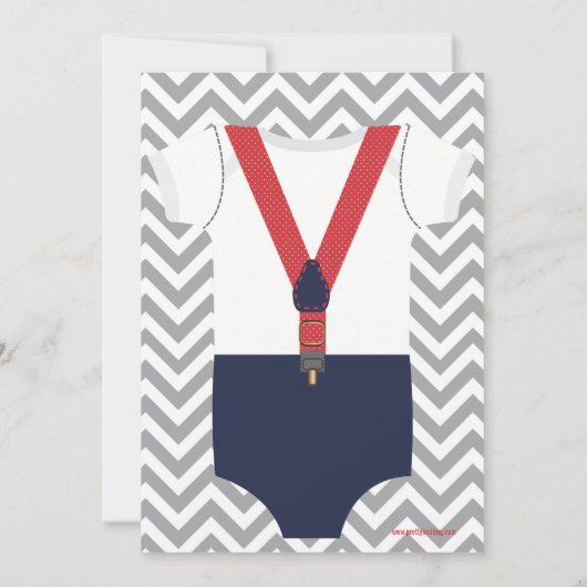 Little Man Boy Baby shower, marineblauw en rood Kaart (Achterkant)