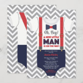 Little Man Boy Baby shower, marineblauw en rood Kaart (Voorkant / Achterkant)