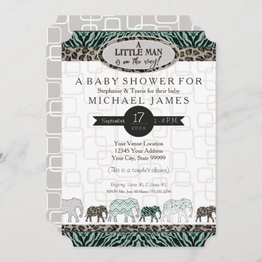 Little Man Boy Safari Elephants Zebra Kaart (Voorkant / Achterkant)