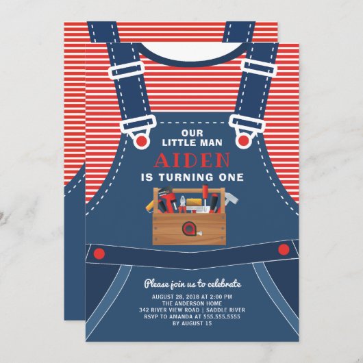 Little Man Boys Verjaardagsuitnodiging Kaart (Voorkant / Achterkant)