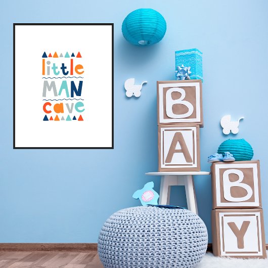 Little Man Cave Typografie Jongens Muurdecoratie Poster