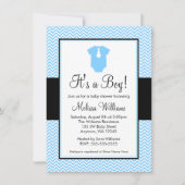 Little Man Chevron Blue Black Baby shower Kaart (Voorkant)