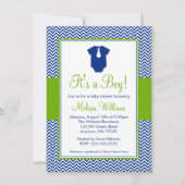 Little Man Chevron Blue Green Baby shower Kaart (Voorkant)