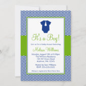 Little Man Chevron Blue Green Baby shower Kaart (Voorkant)