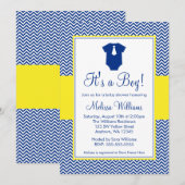 Little Man Chevron Navy Blue Yellow Baby shower Kaart (Voorkant / Achterkant)
