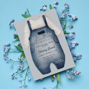 Little Man Cute Baby Blue Waterverf Baby shower Kaart