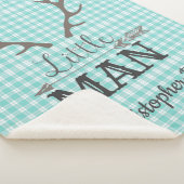 Little Man Deer Hunting Blauwgroen Plaid Sherpa Deken (3/4)