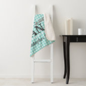 Little Man Deer Hunting Blauwgroen Plaid Sherpa Deken (In situ)