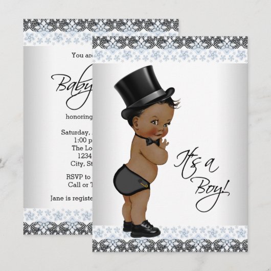 Little Man Ethnic Boy Baby shower Kaart (Voorkant / Achterkant)