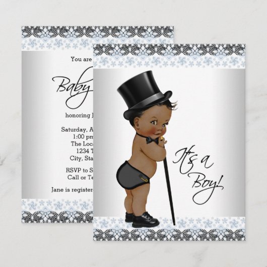 Little Man Ethnic Boy Baby shower Kaart (Voorkant / Achterkant)