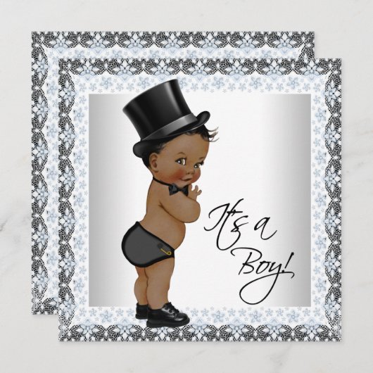 Little Man Ethnic Boy Baby shower Kaart (Voorkant / Achterkant)