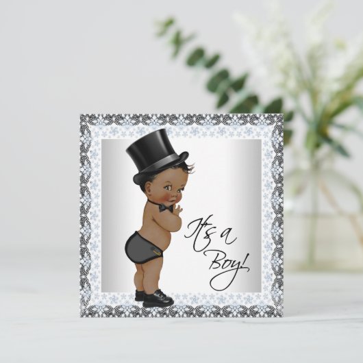 Little Man Ethnic Boy Baby shower Kaart (Staand voorkant)