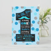 Little Man First Birthday Invitation Chalkboard Kaart (Staand voorkant)