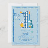 Little Man First Birthday Invitation Kaart (Voorkant)